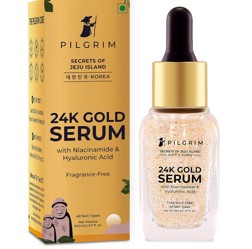 Show details for Pilgrim 24K Gold Face Serum With Niacinamide & Hyaluronic Acid, Dewy Primer For Face Make-Up- Korean Skin Care - 20 ML Picture of Pilgrim 24K Gold Face Serum With Niacinamide & Hyaluronic Acid, Dewy Primer For Face Make-Up- Korean Skin Care - 20 ML