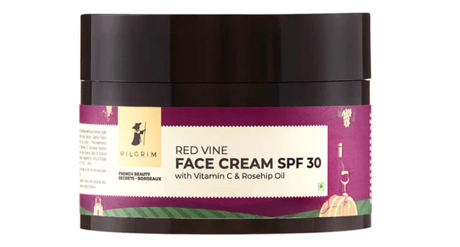 Show details for Pilgrim Red Vine Face Cream SPF 30 with Vitamin C & Rosehip Oil (PA+++) - 50 GM Picture of Pilgrim Red Vine Face Cream SPF 30 with Vitamin C & Rosehip Oil (PA+++) - 50 GM