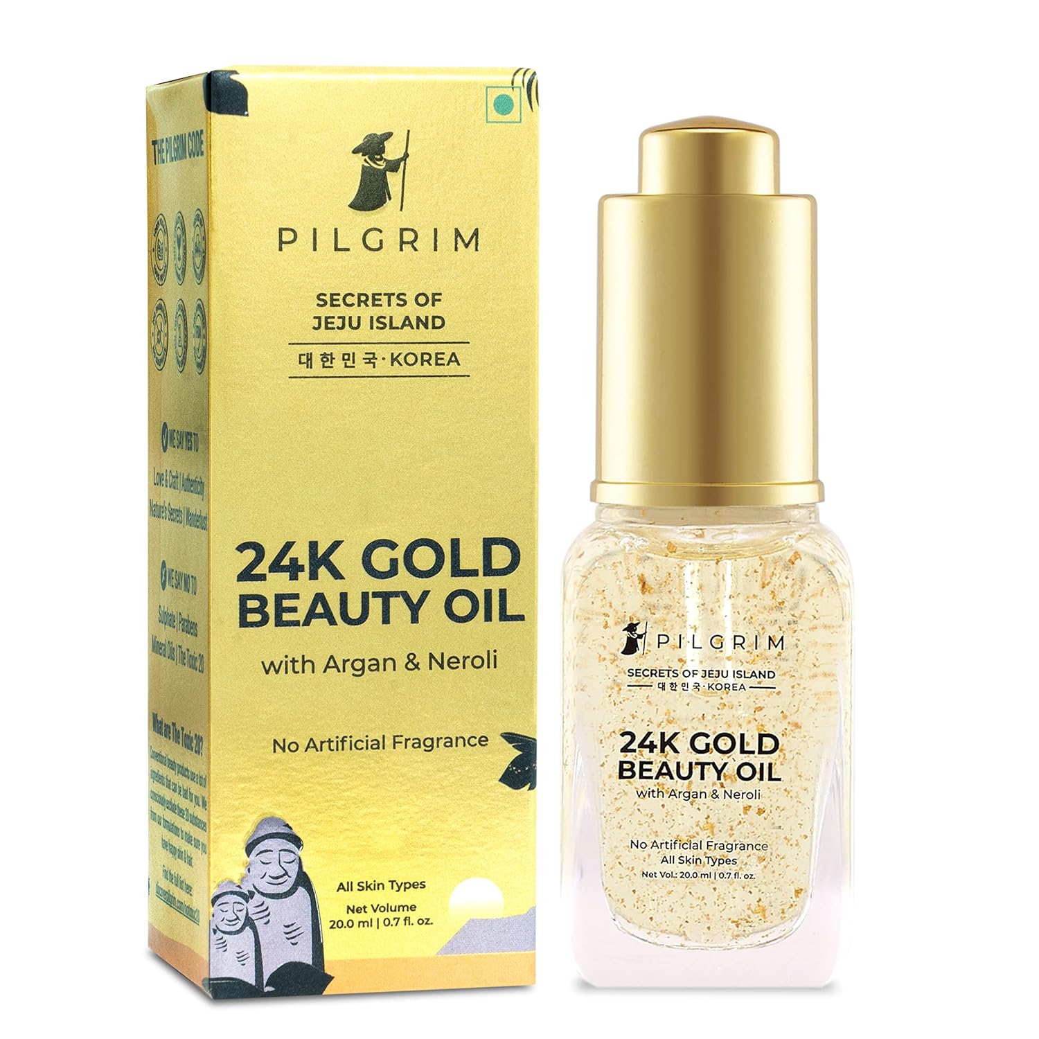 Picture of Pilgrim 24K Gold Beauty Oil For Glowing Skin, Deep Nourishing, Anti Aging, Make Up Primer - 20 ML