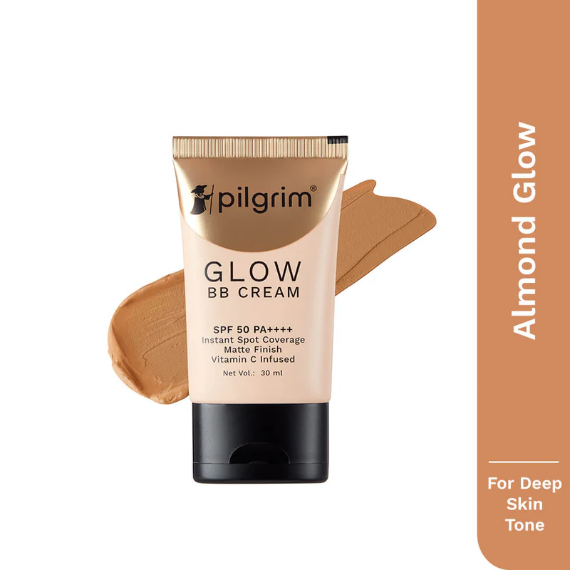 Show details for Pilgrim Glow BB Cream SPF 50 PA++++ Instant Spot Coverage Matte Finish Vitamin C Infused - Almond Glow Picture of Pilgrim Glow BB Cream SPF 50 PA++++ Instant Spot Coverage Matte Finish Vitamin C Infused - Almond Glow