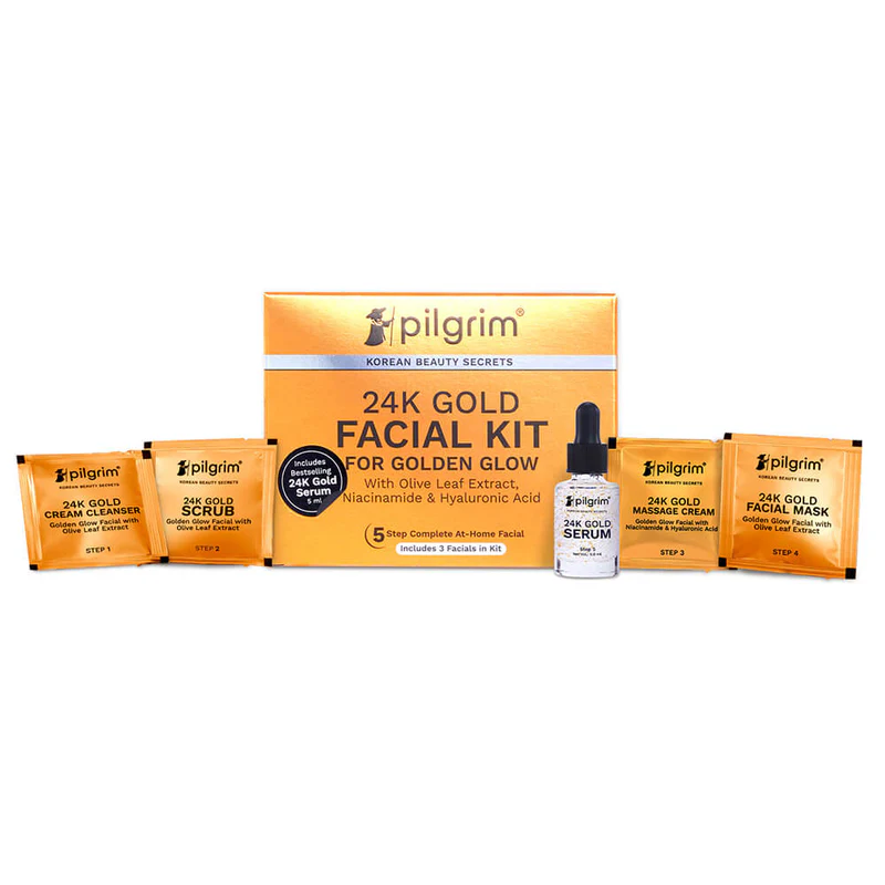 Show details for Pilgrim 24K Gold Facial Kit For Golden Glow - Kit Picture of Pilgrim 24K Gold Facial Kit For Golden Glow - Kit