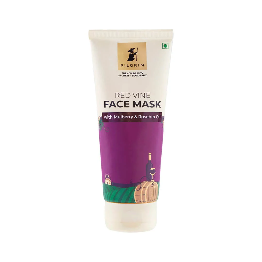 Show details for Pilgrim Anti Ageing Red Vine Face Mask with Mulberry Extracts & Rosehip Oil For Glowing Skin, De-Tan, Dark Spots, Blackheads Removal - 100 GM Picture of Pilgrim Anti Ageing Red Vine Face Mask with Mulberry Extracts & Rosehip Oil For Glowing Skin, De-Tan, Dark Spots, Blackheads Removal - 100 GM