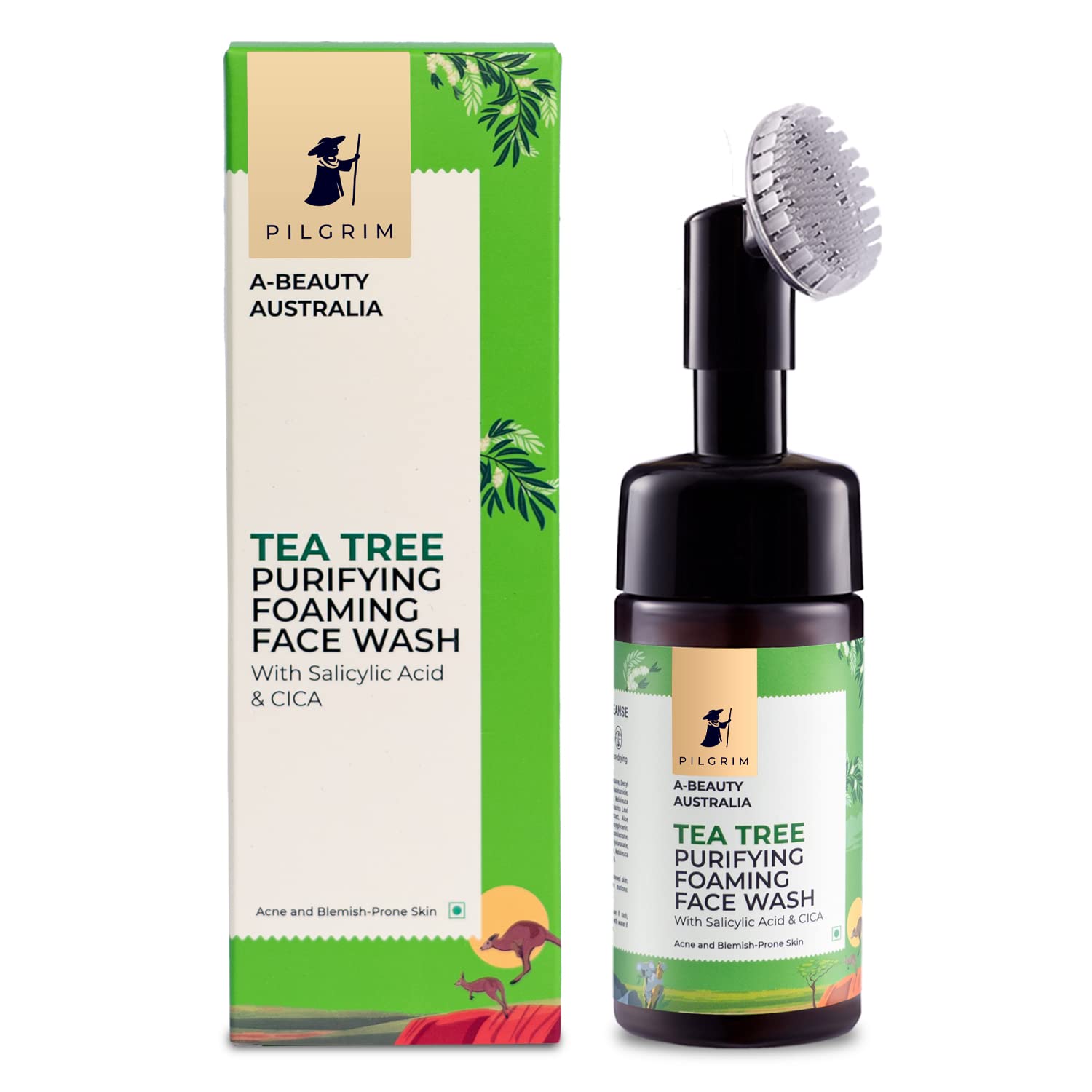 Show details for Pilgrim Australian Tea Tree & 1% Salicylic Acid Foaming Face Wash with Brush For Oily Skin, Acne And Pimples - 120 ML Picture of Pilgrim Australian Tea Tree & 1% Salicylic Acid Foaming Face Wash with Brush For Oily Skin, Acne And Pimples - 120 ML