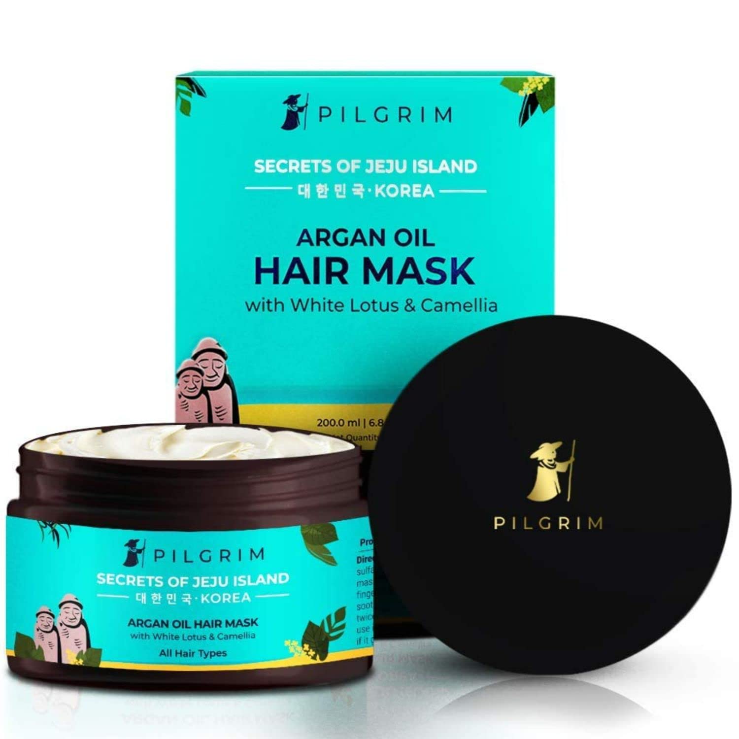 Picture of Pilgrim Korean Argan Oil Hair Mask For Dry & Frizzy Hair With White Lotus And Camellia - 200 ML