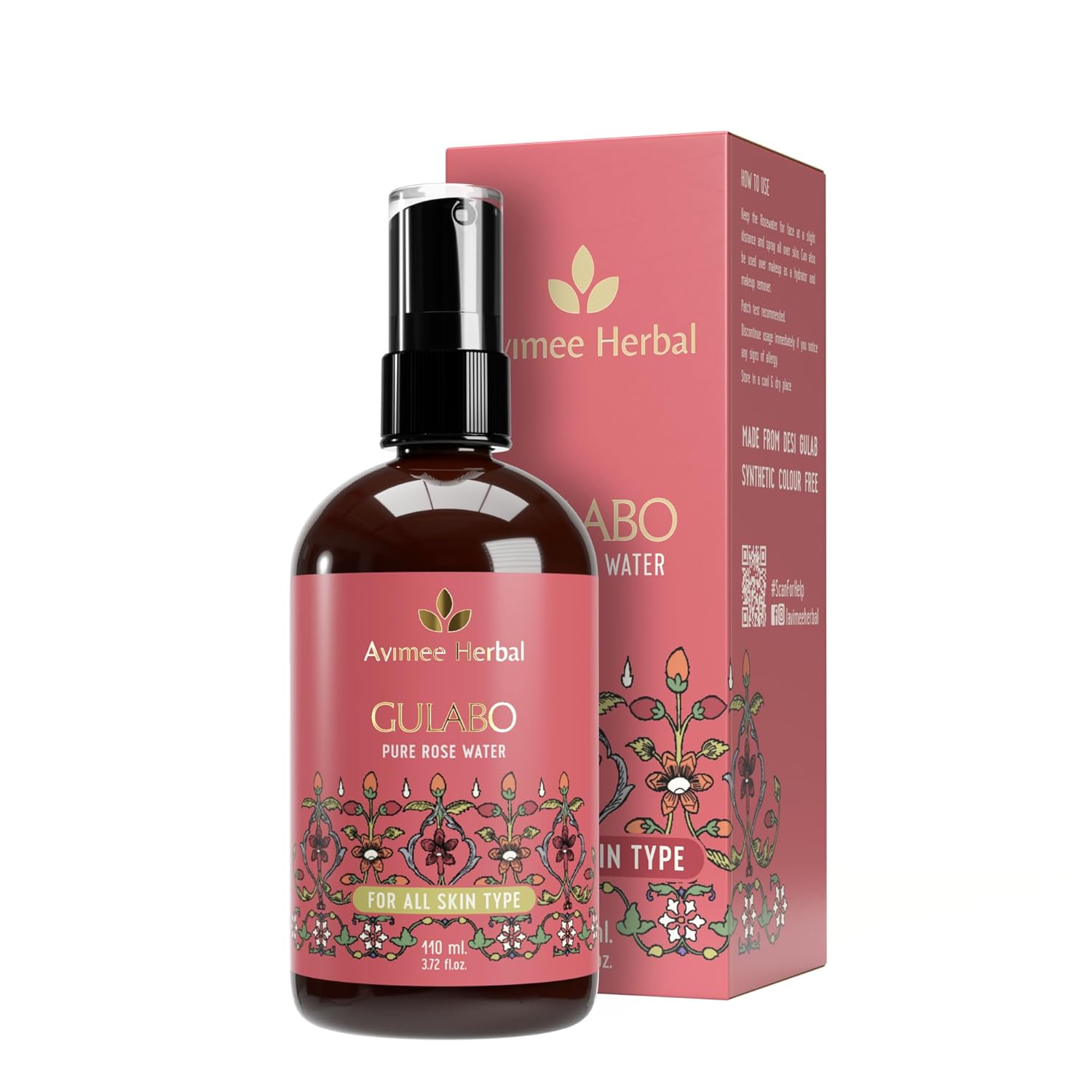 Show details for Avimee Herbal Gulabo Pure Rose Water Cleansing & Toning - 110 ML Picture of Avimee Herbal Gulabo Pure Rose Water Cleansing & Toning - 110 ML