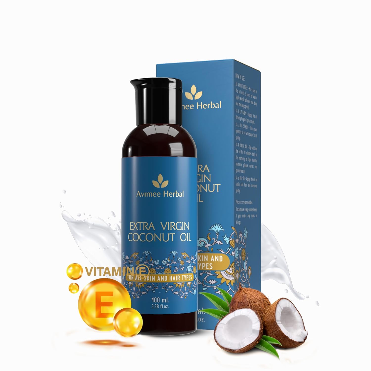 Picture of Avimee Herbal Extra Virgin Coconut Oil For Winters, Moisturizes Skin & Hair - 100 ML