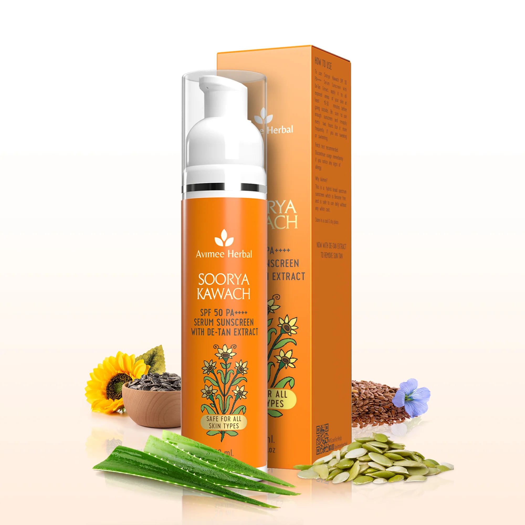 Picture of Avimee Herbal Soorya Kawach Sunscreen SPF 50 PA++++ For Normal & Dry Skin - 50 ML