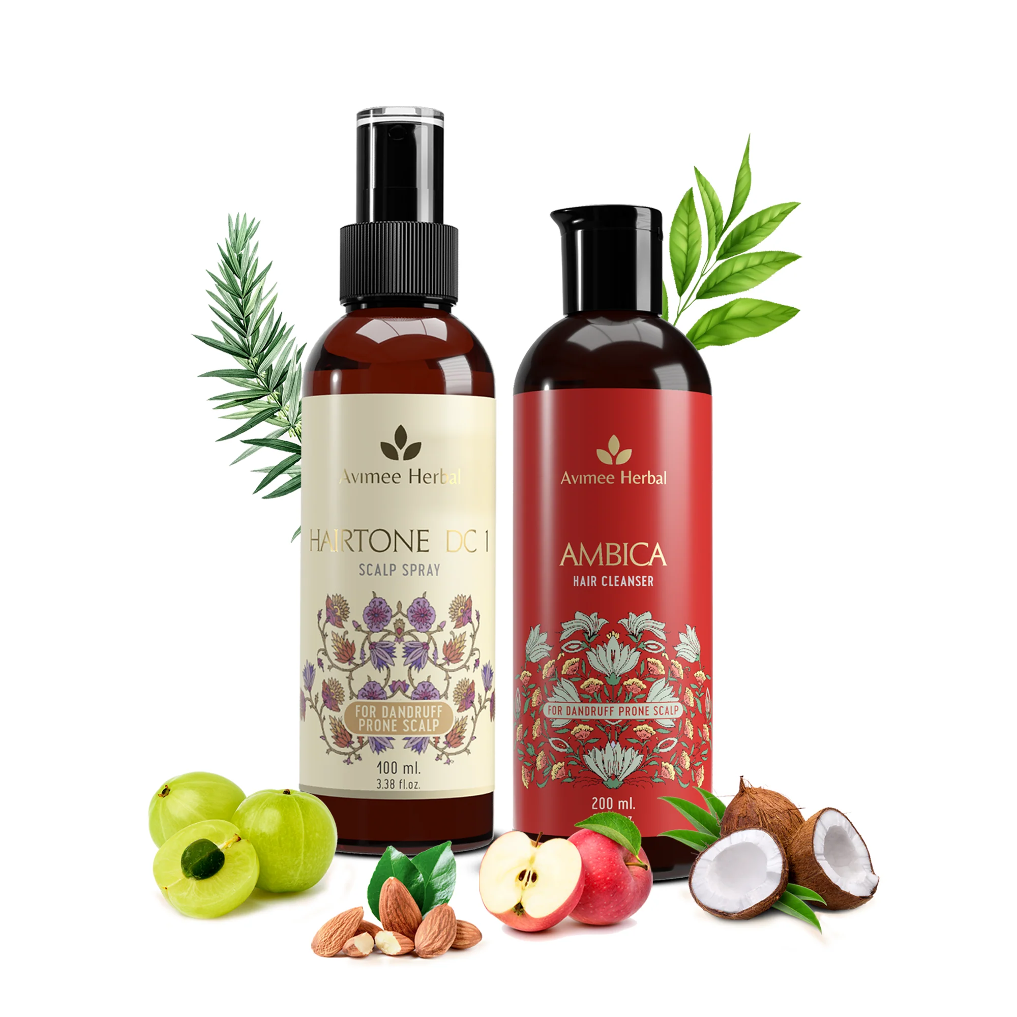 Picture of Avimee Herbal Anti Dandruff Kit, Fights Dandruff & Moisturises Scalp Naturally, With Rosemary, Apple Cider Vinegar, Tea Tree Oil & Neem Extracts