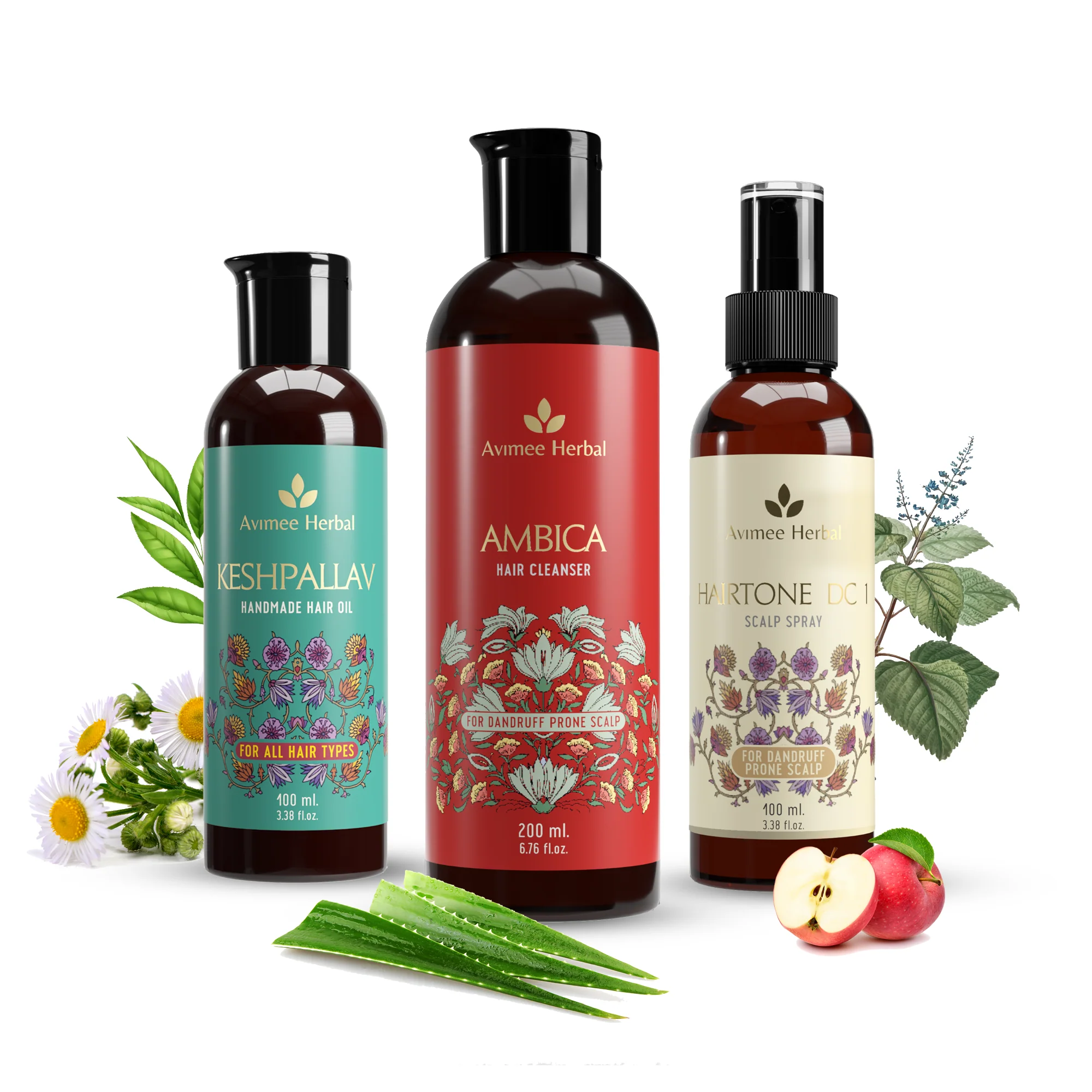 Picture of Avimee Herbal Anti Dandruff Kit - Oil, Scalp Spray, and Cleanser, Fights Dandruff & Moisturises Scalp Naturally