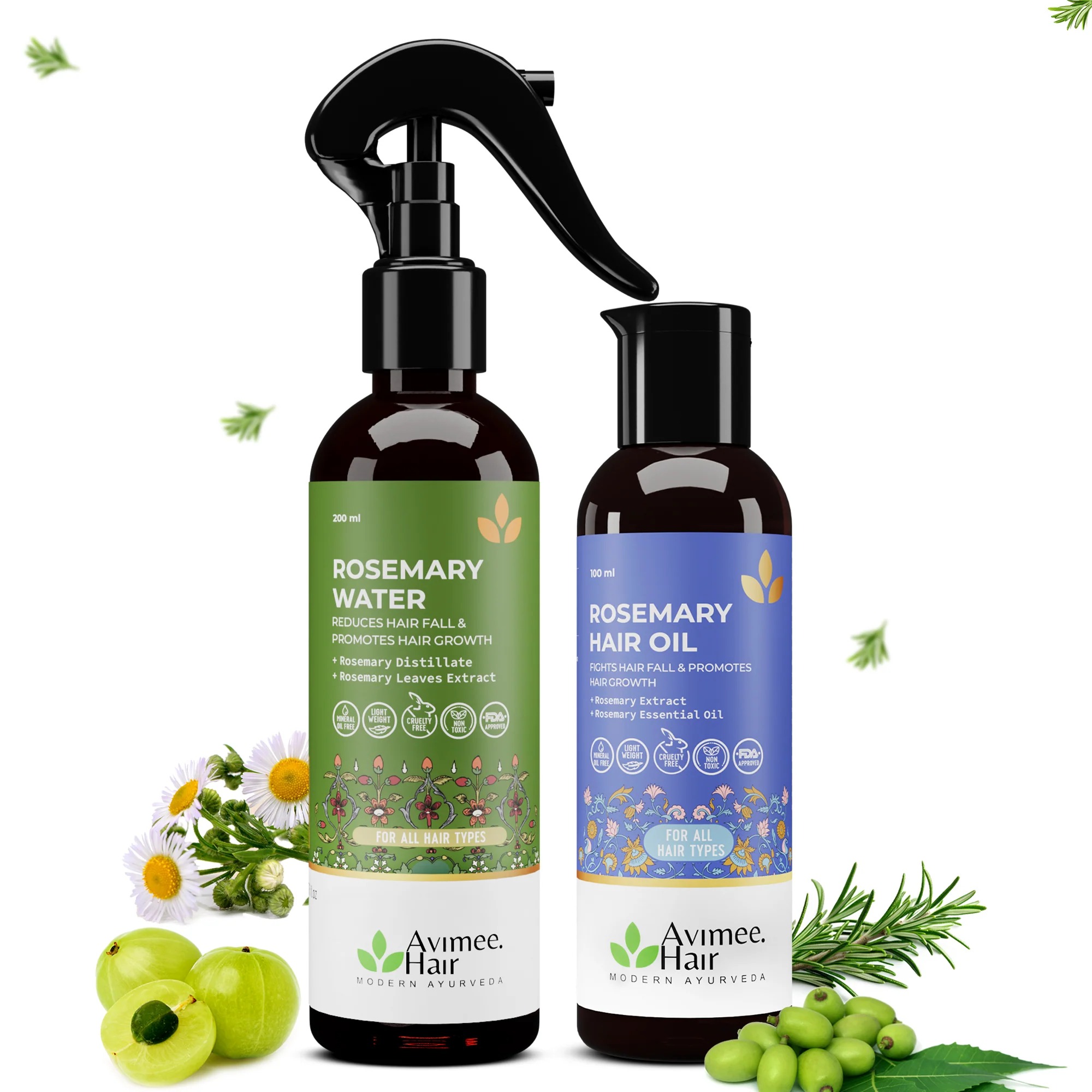 Picture of Avimee Herbal Rosemary Hair Care Routine Combo: Rosemary Water Spray & Rosemary Hair Oil