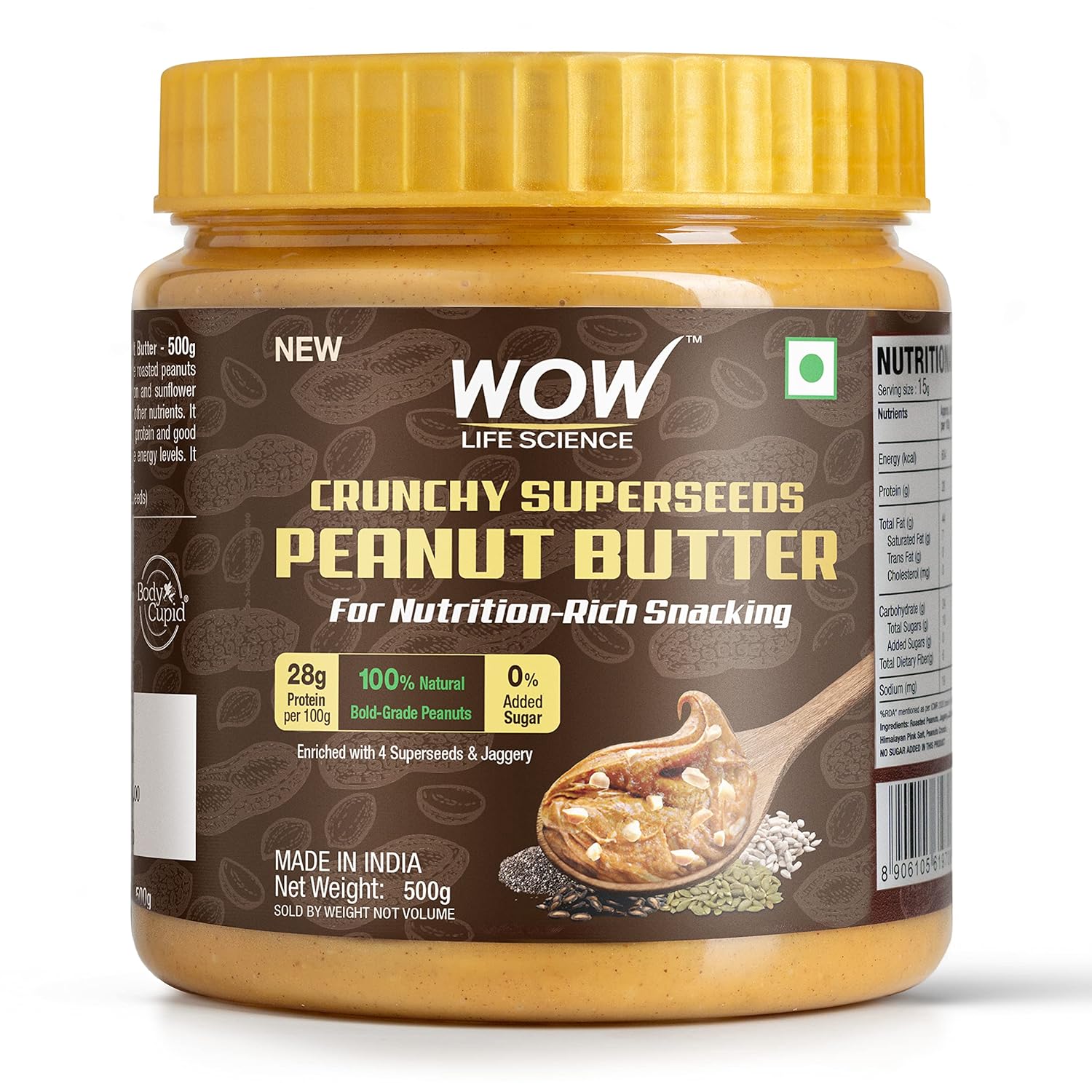 Picture of Wow Life Science Crunchy Superseeds Peanut Butter - 500 GM