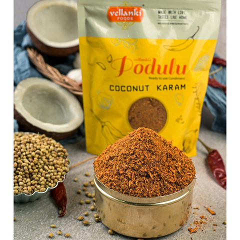 Show details for Vellanki Foods Kobbari Karam Podi (Coconut) With Garlic - 500 GM Picture of Vellanki Foods Kobbari Karam Podi (Coconut) With Garlic - 500 GM