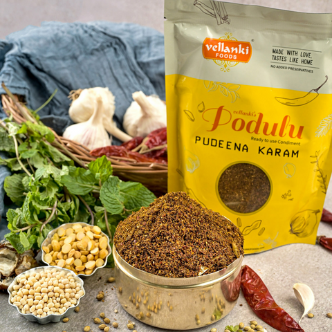Show details for Vellanki Foods Pudina Karam With Garlic - 500 GM Picture of Vellanki Foods Pudina Karam With Garlic - 500 GM