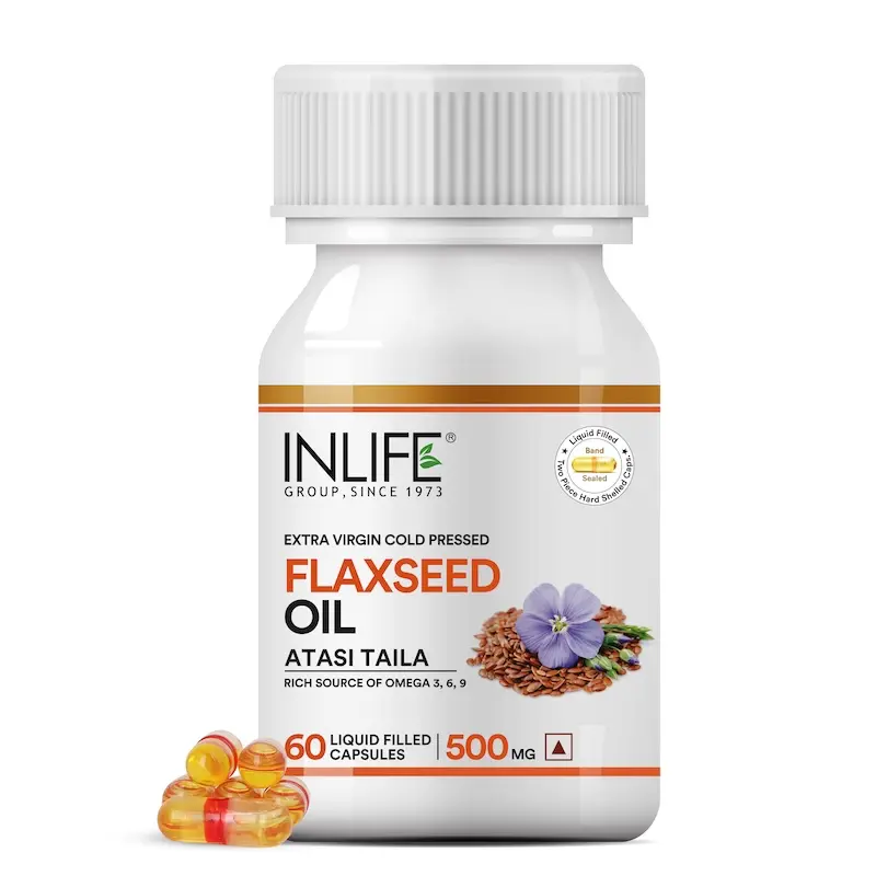 Picture of Inlife Flaxseed Oil Capsules Without Gelatin - 60 Caps