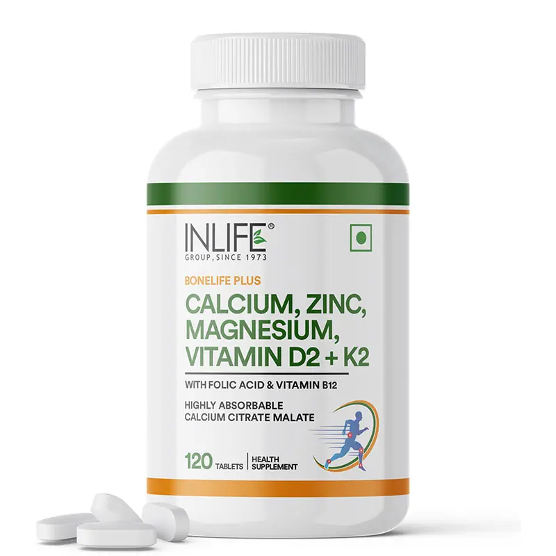 Picture of Inlife Calcium Zinc Magnesium Vitamin D2+K2 Tablets - 120 Tabs