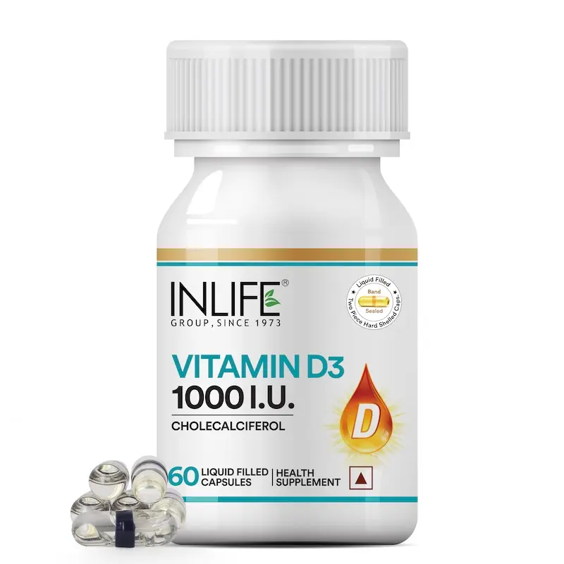 Picture of Inlife Vitamin D3 1000 IU Capsules - 60 Caps