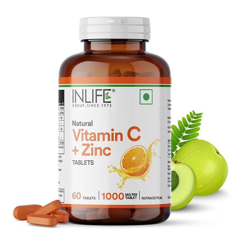 Picture of Inlife Natural Vitamin C + Zinc Tablets - 60 Tabs