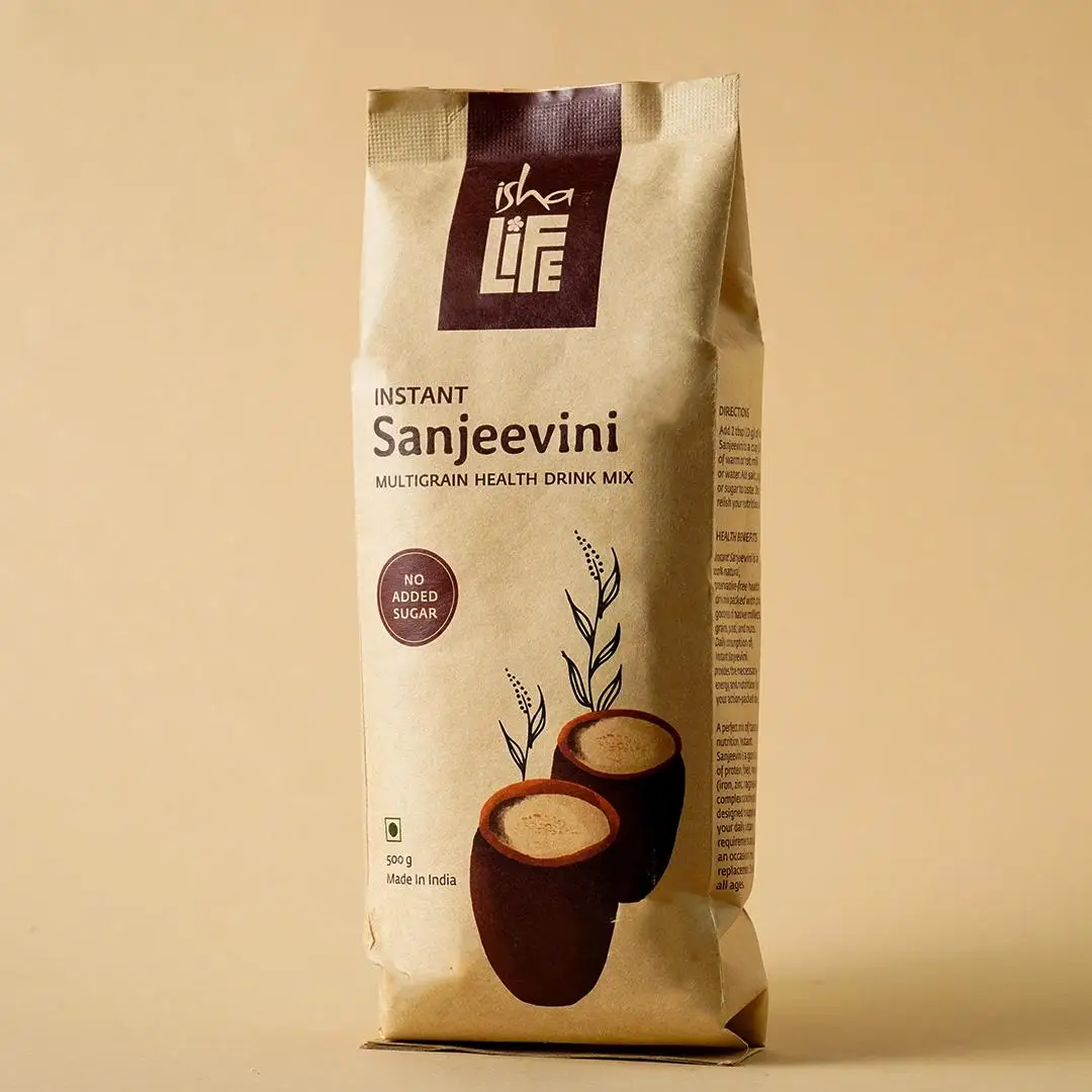 Picture of Isha Life Instant Sanjeevini Multigrain Health Drink Mix(500 gms). Traditional recipe. Contains millets, grains, legumes and spices