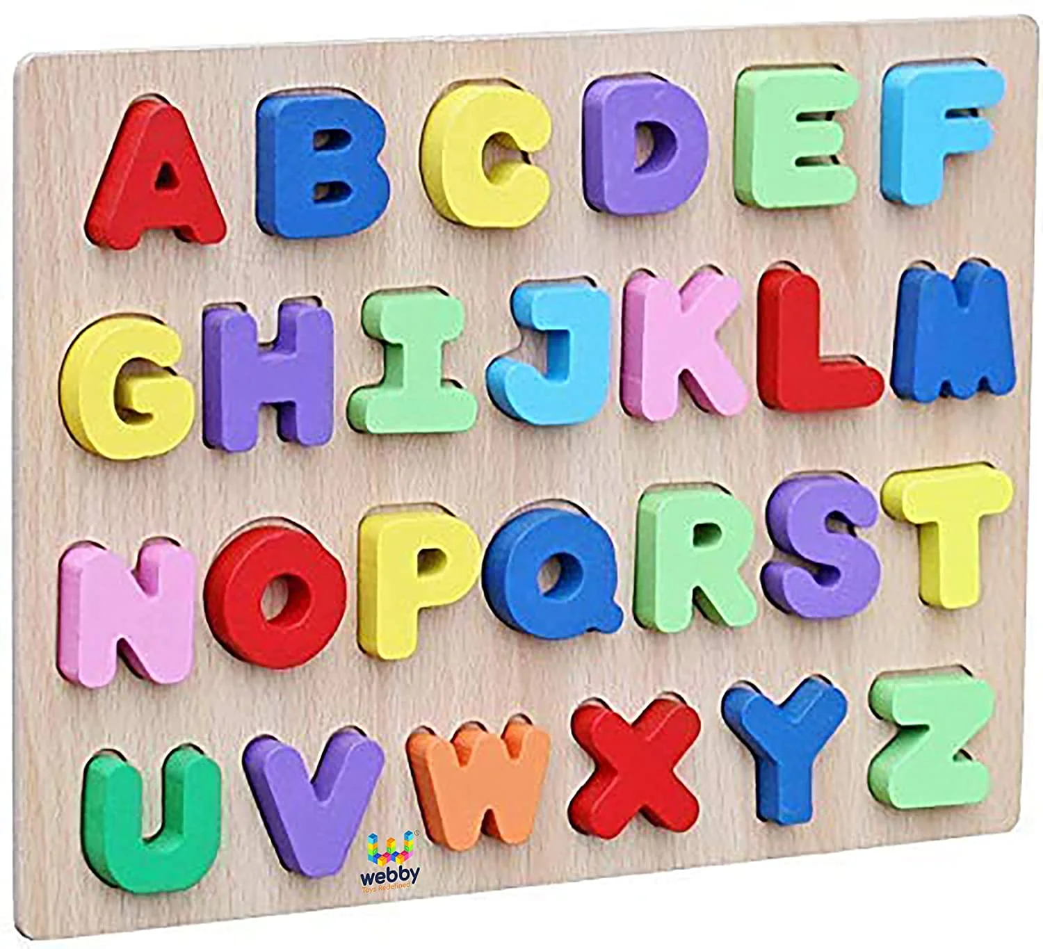 Show details for Webby Wooden Capital Alphabets Letters Learning Educational Puzzle Toy for Kids Picture of Webby Wooden Capital Alphabets Letters Learning Educational Puzzle Toy for Kids