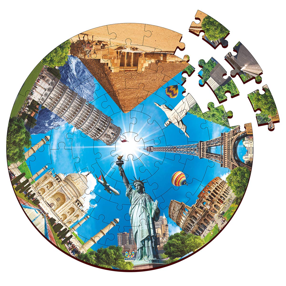 Picture of Webby Wooden Seven Wonders of The World Jigsaw Puzzle - 60 PCS