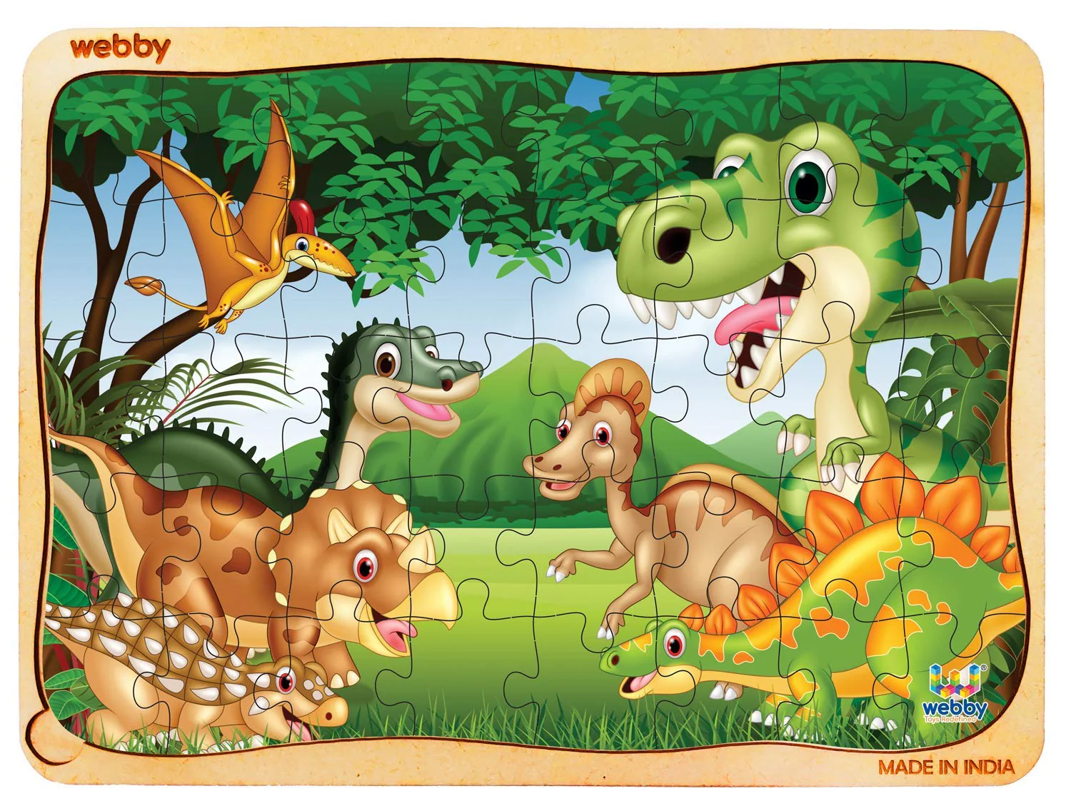 Show details for Webby Dinosaurs in Jungle Wooden Jigsaw Puzzle - 40 PCS Picture of Webby Dinosaurs in Jungle Wooden Jigsaw Puzzle - 40 PCS
