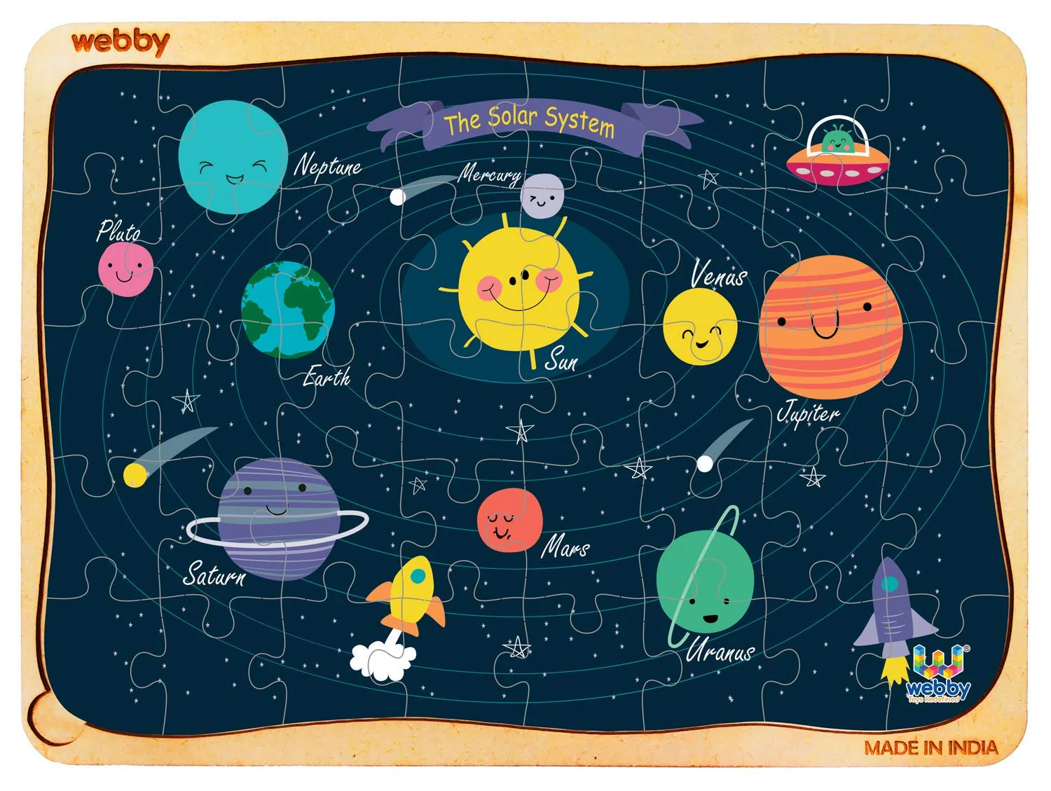Show details for Webby Outer Space Solar System Wooden Jigsaw Puzzle - 40 PCS Picture of Webby Outer Space Solar System Wooden Jigsaw Puzzle - 40 PCS