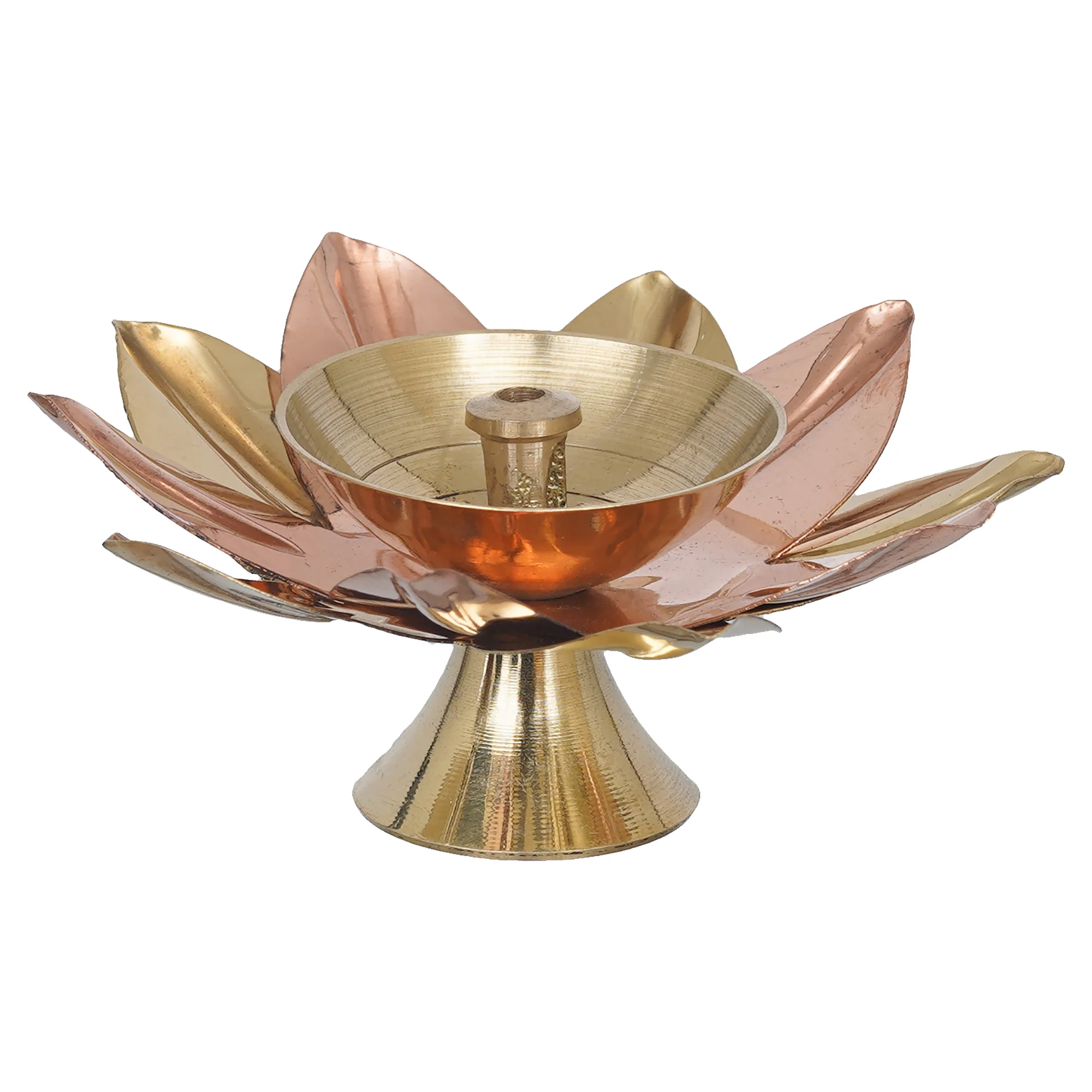 Picture of eCraftIndia Gold Toned Lotus Flower Shaped Decorative Brass Diya