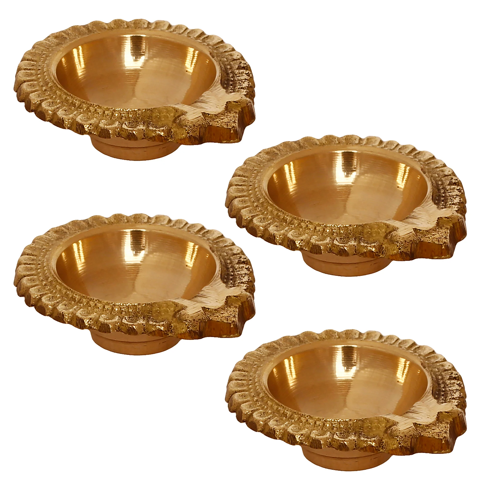Show details for eCraftIndia Set of 4 Handcrafted Brass Diyas Picture of eCraftIndia Set of 4 Handcrafted Brass Diyas