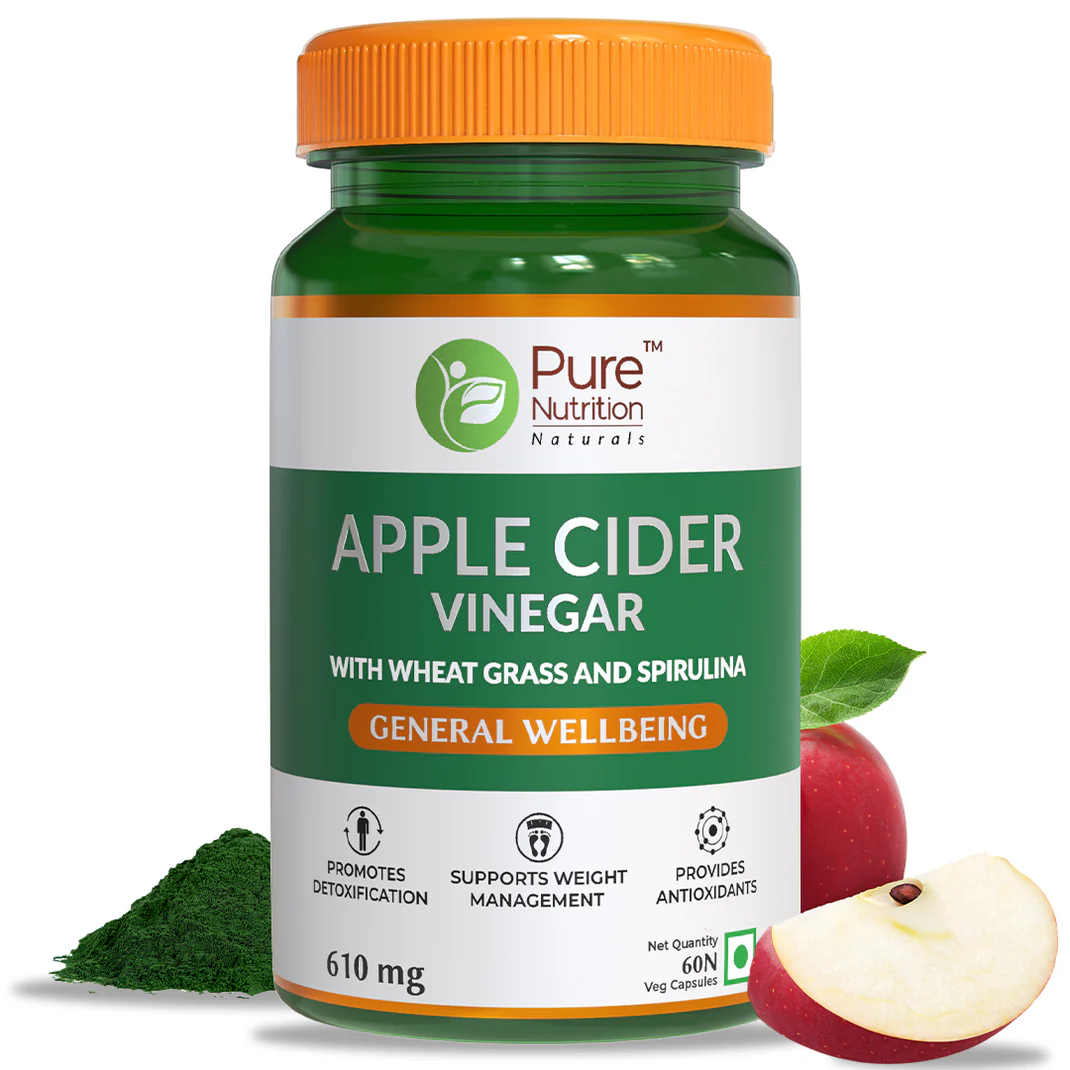 Show details for Pure Nutrition Apple Cider Vinegar with Wheat Grass & Spirulina Veg Capsules - 60 Veg Caps Picture of Pure Nutrition Apple Cider Vinegar with Wheat Grass & Spirulina Veg Capsules - 60 Veg Caps