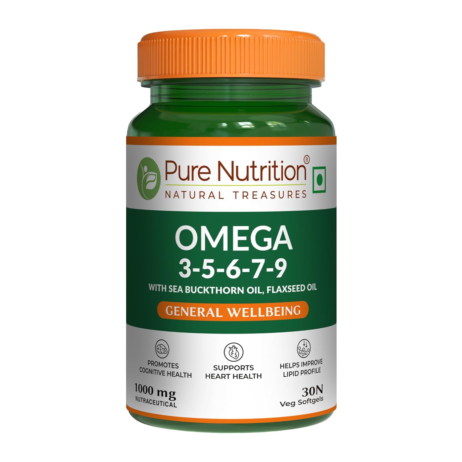Show details for Pure Nutrition Omega 3-5-6-7-9 (1000mg) with Seabuckthorn & Flaxseed Oil Softgels - 30 Softgels Picture of Pure Nutrition Omega 3-5-6-7-9 (1000mg) with Seabuckthorn & Flaxseed Oil Softgels - 30 Softgels