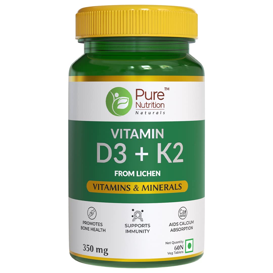 Show details for Pure Nutrition Vitamin D3 + K2 from Lichen Veg Tablets - 60 Tabs Picture of Pure Nutrition Vitamin D3 + K2 from Lichen Veg Tablets - 60 Tabs