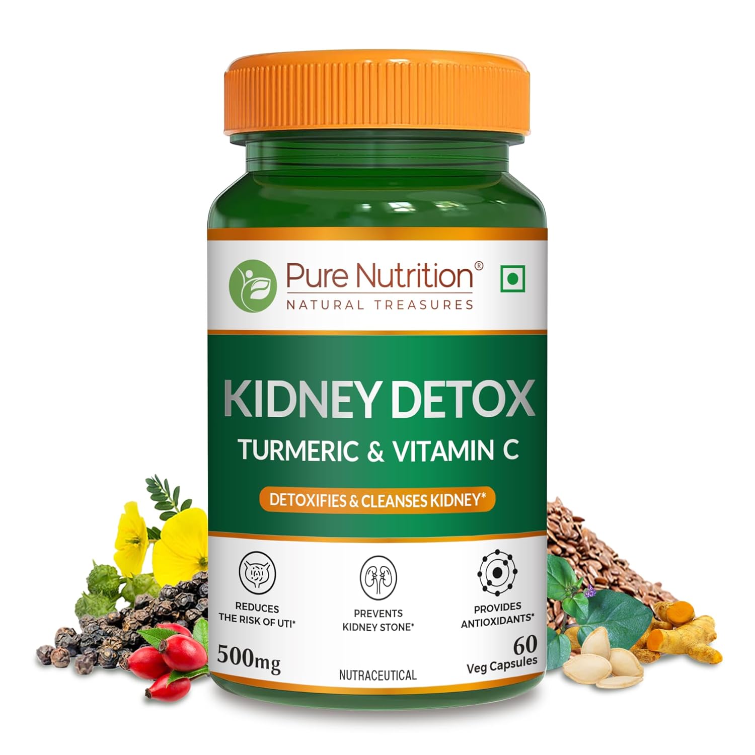 Show details for Pure Nutrition Kidney Detox with Turmeric & Vitamin C Veg Capsules - 60 Veg Caps Picture of Pure Nutrition Kidney Detox with Turmeric & Vitamin C Veg Capsules - 60 Veg Caps