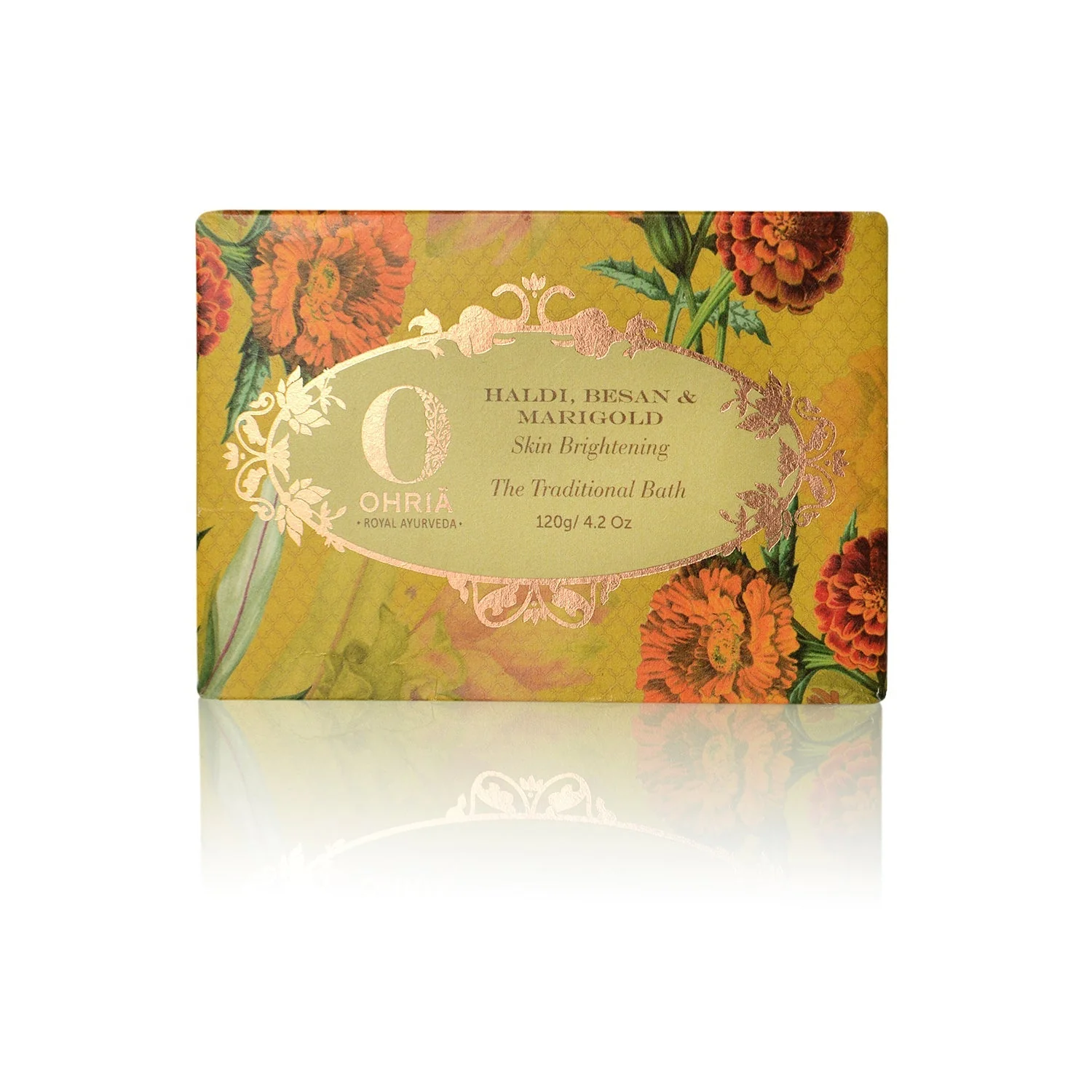 Show details for Ohria Ayurveda Haldi Besan & Marigold Bathing Bar - 120 GM Picture of Ohria Ayurveda Haldi Besan & Marigold Bathing Bar - 120 GM