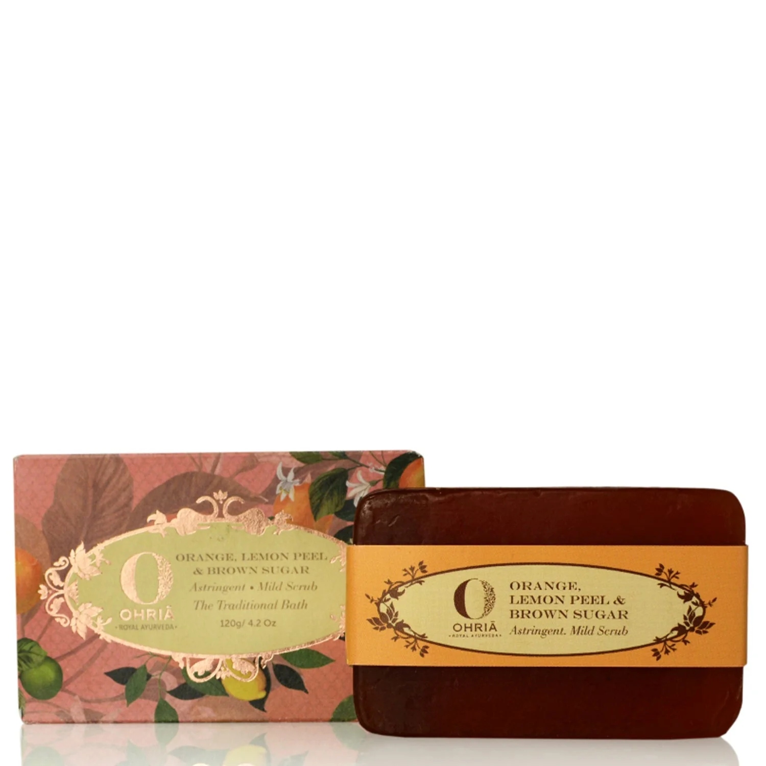 Show details for Ohria Ayurveda Orange Lemon And Brown Sugar Bathing Bar - 120 GM Picture of Ohria Ayurveda Orange Lemon And Brown Sugar Bathing Bar - 120 GM