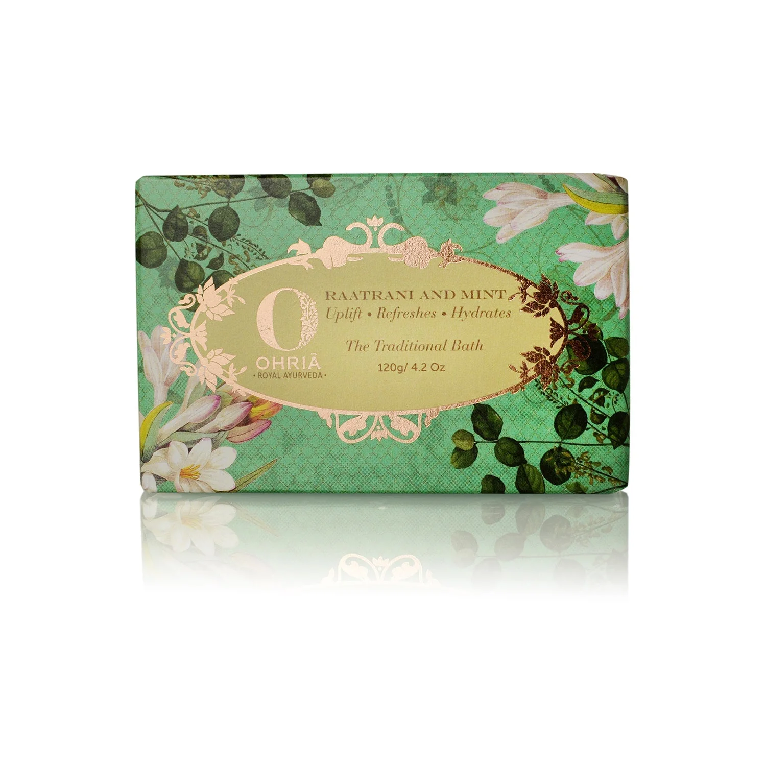Show details for Ohria Ayurveda Raatrani And Mint Bathing Bar - 120 GM Picture of Ohria Ayurveda Raatrani And Mint Bathing Bar - 120 GM