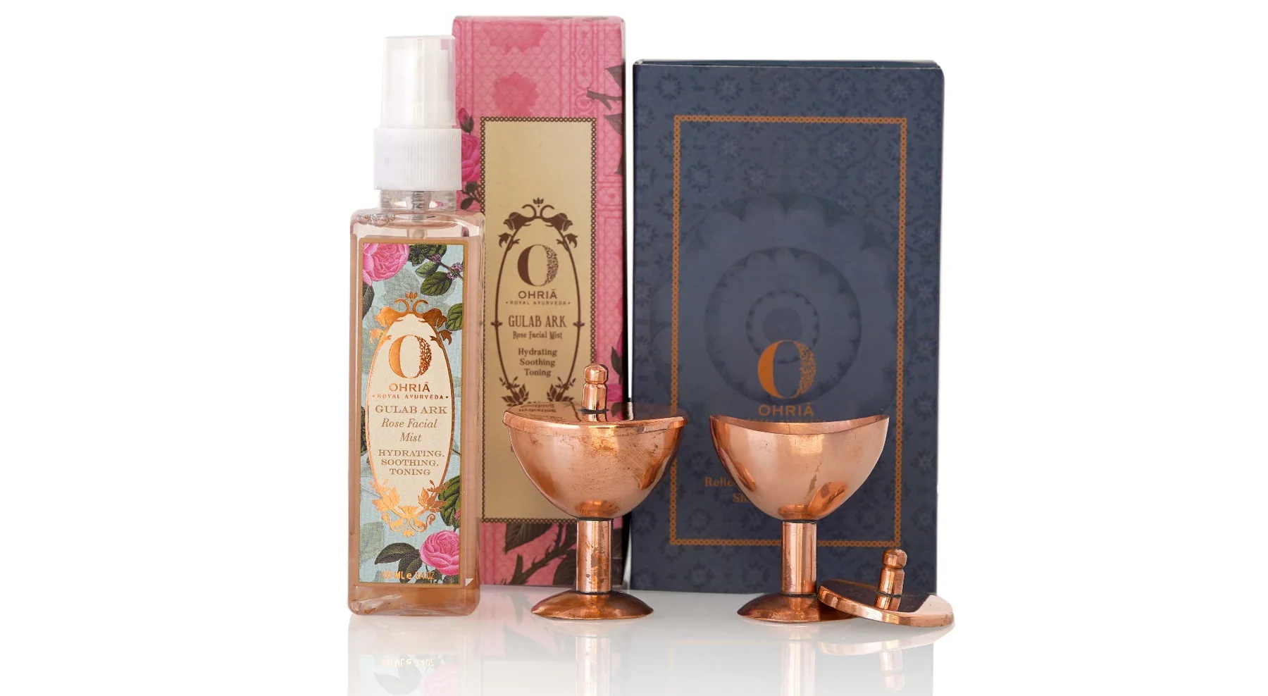 Show details for Ohria Ayurveda Pure Copper Eye Cups Ritual: Netra Shudhi With Rose Facial Mist - Combo Picture of Ohria Ayurveda Pure Copper Eye Cups Ritual: Netra Shudhi With Rose Facial Mist - Combo