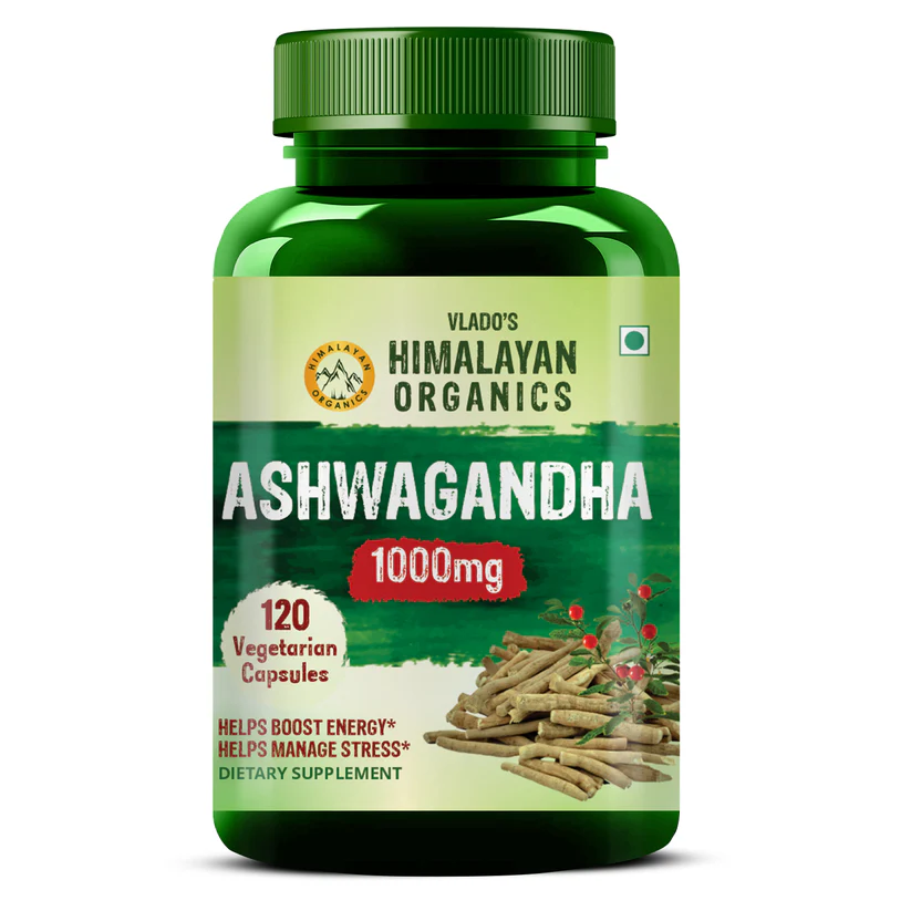 Picture of Vlado's Himalayan Organics Ashwagandha 1000 mg Vegetarian Capsules - 120 Veg Caps