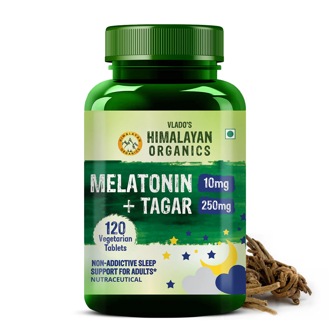Picture of Vlado's Himalayan Organics Melatonin 10 mg + Tagar 250 mg Tablets - 120 Veg Tabs