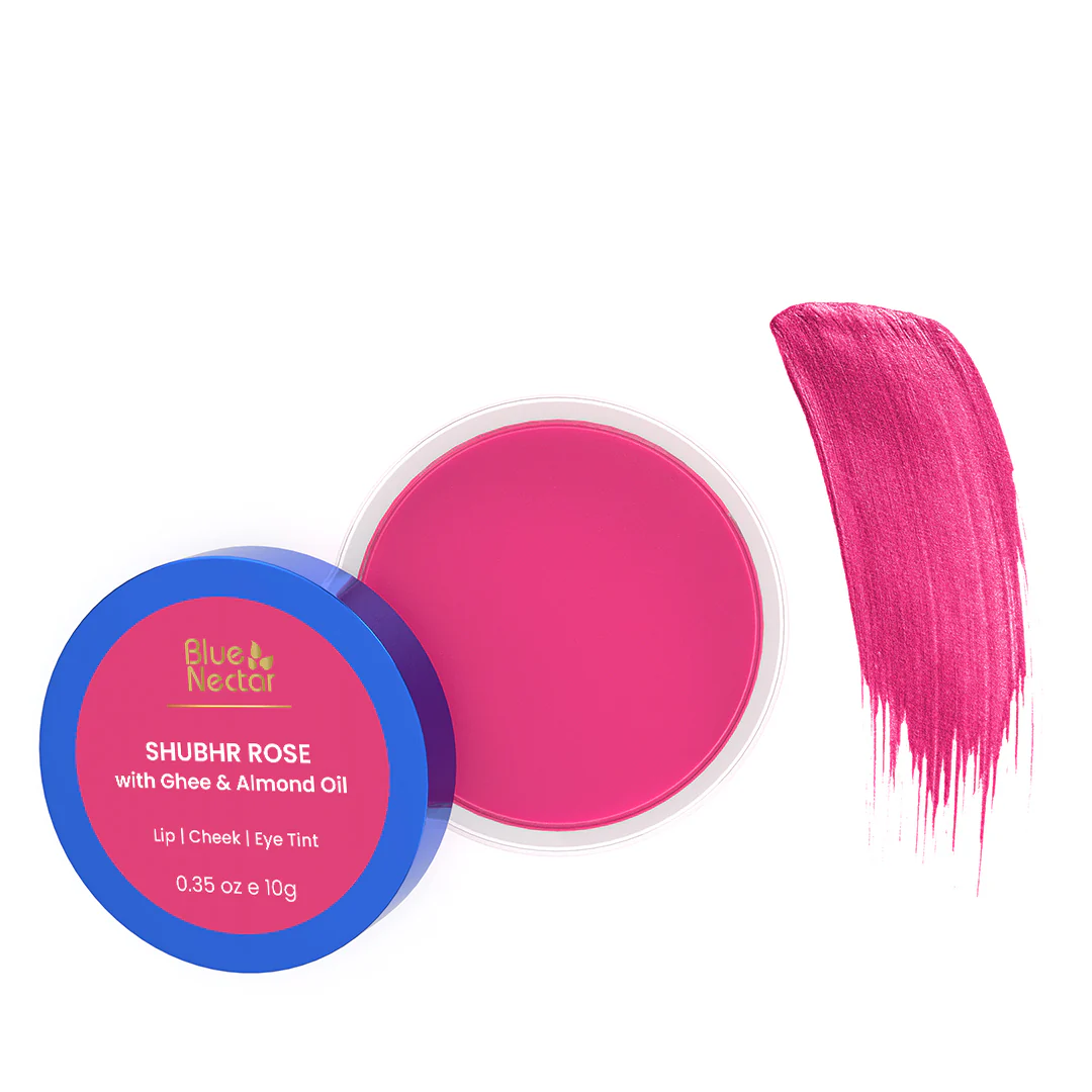 Picture of Blue Nectar Shubhr Rose Lip, Cheek & Eye Tint with Ghee & Almond Oil - 10 GM