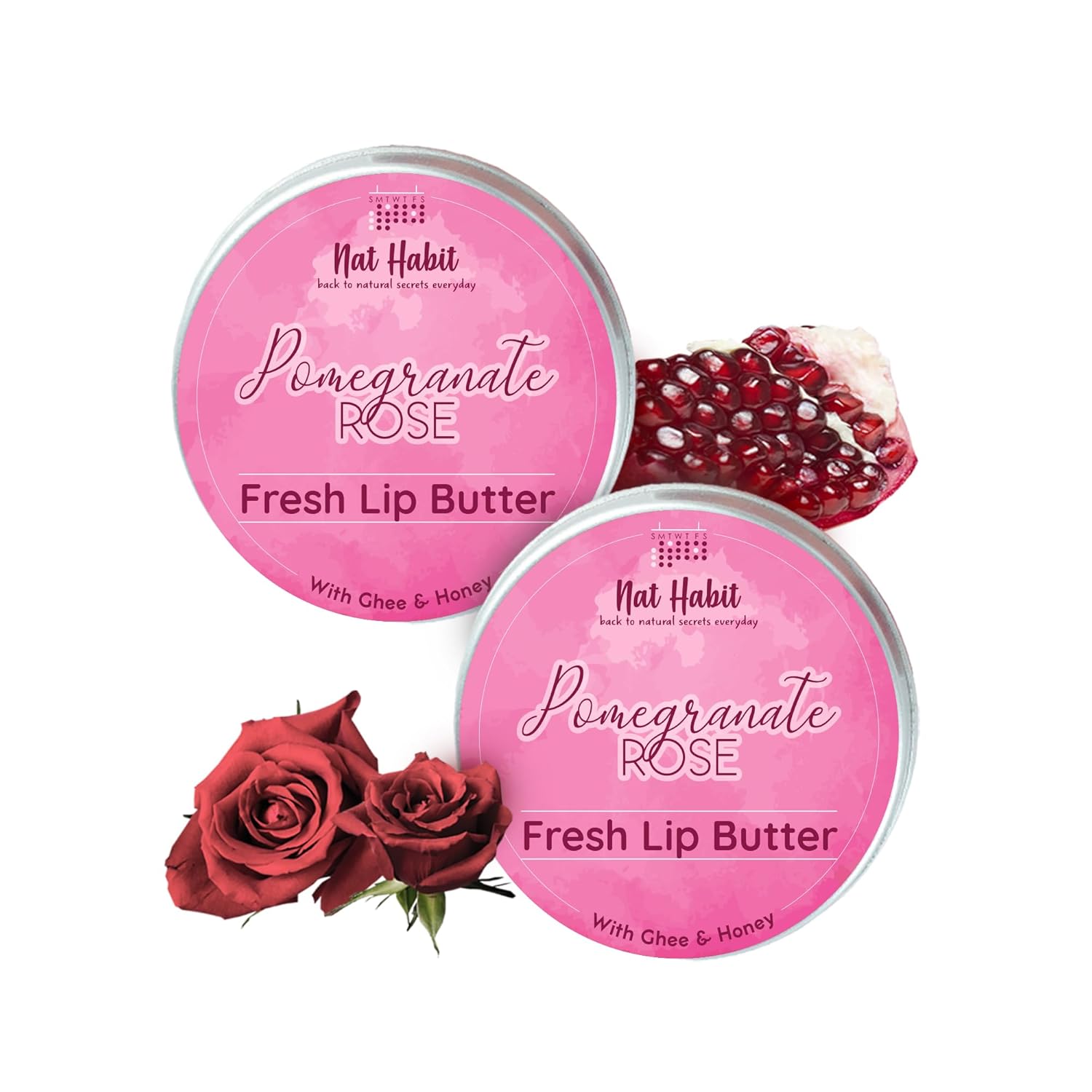 Picture of Nat Habit Pomegranate Rose Lip Butter With Ghee And Honey - 10 GM - Pack of 2