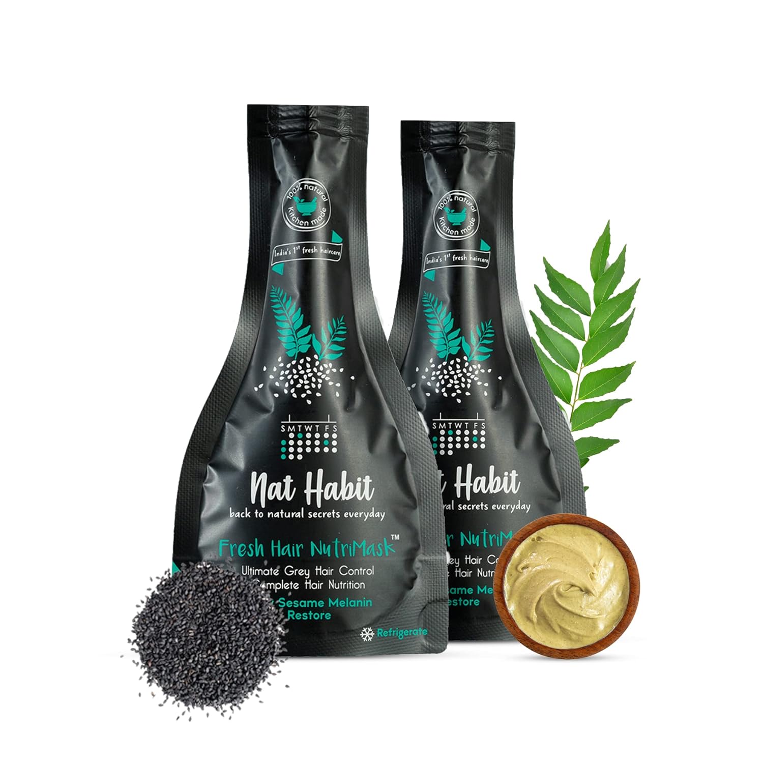 Picture of Nat Habit Curry Sesame Fresh Hair Mask (Nutri Mask) - 40 GM - Pack of 2