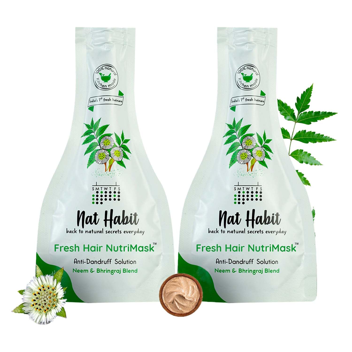 Picture of Nat Habit Neem & Bhringraj Fresh Hair Nutri Mask - 40 GM - Pack of 2