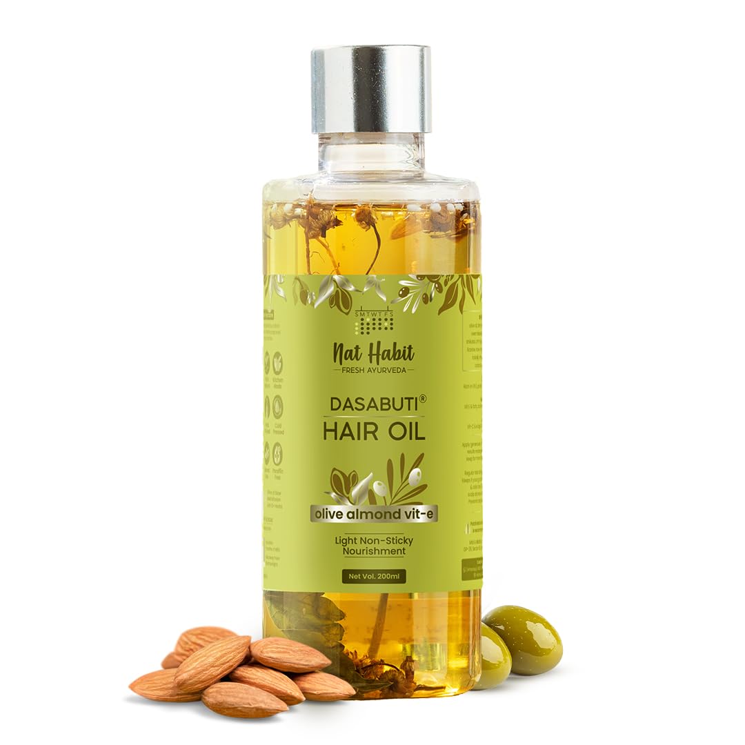 Picture of Nat Habit Olive Almond Vit-E Summer Hair Oil - 200 ML
