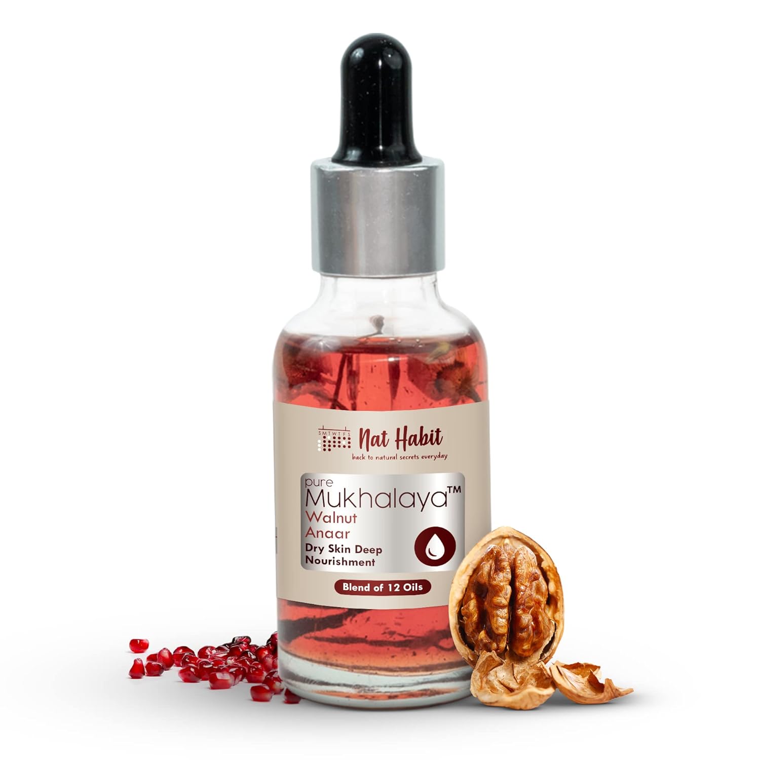 Picture of Nat Habit Pure Walnut Anaar Mukhalaya Face Oil - 30 ML