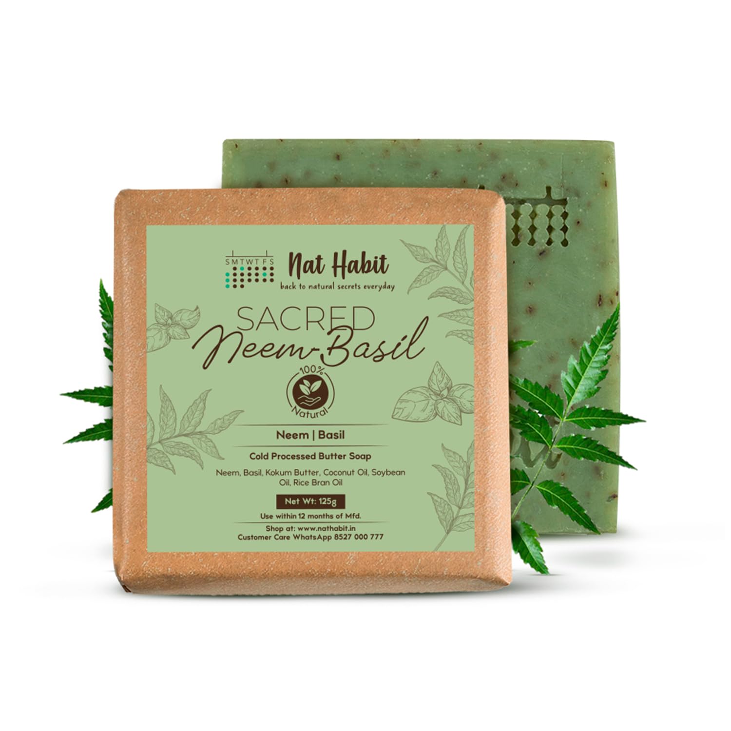 Picture of Nat Habit Cold Processed Sacred Neem-Basil Soap - 125 GM