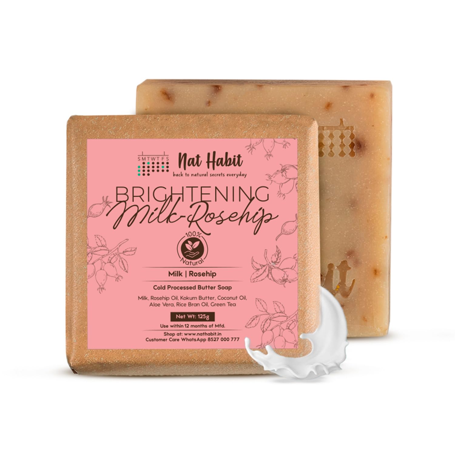 Picture of Nat Habit Cold Processed Brightening Milk-Rosehip Soap - 125 GM