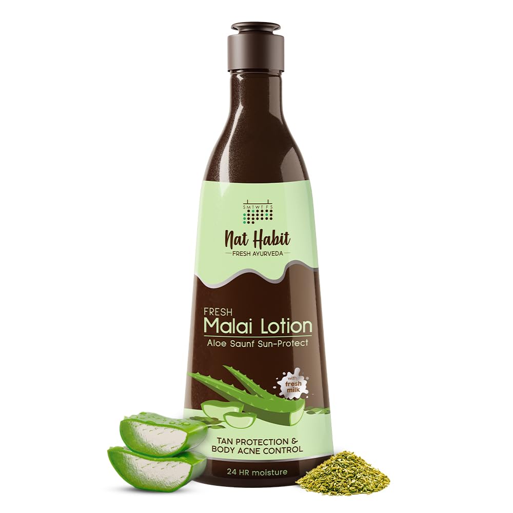 Picture of Nat Habit Fresh Aloe Saunf Sun Protect Malai Lotion - 250 ML