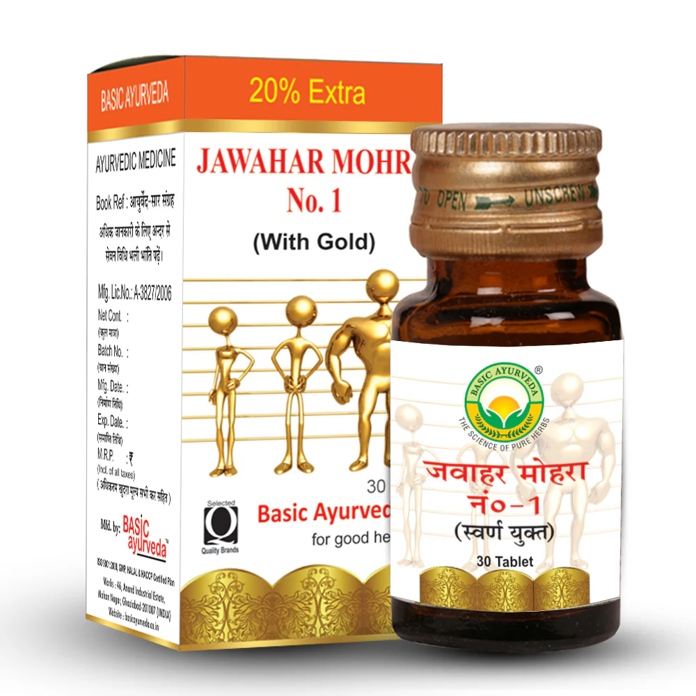 Picture of Basic Ayurveda Jawahar Mohra No.1 (With Gold) Tablet - 30 Tabs