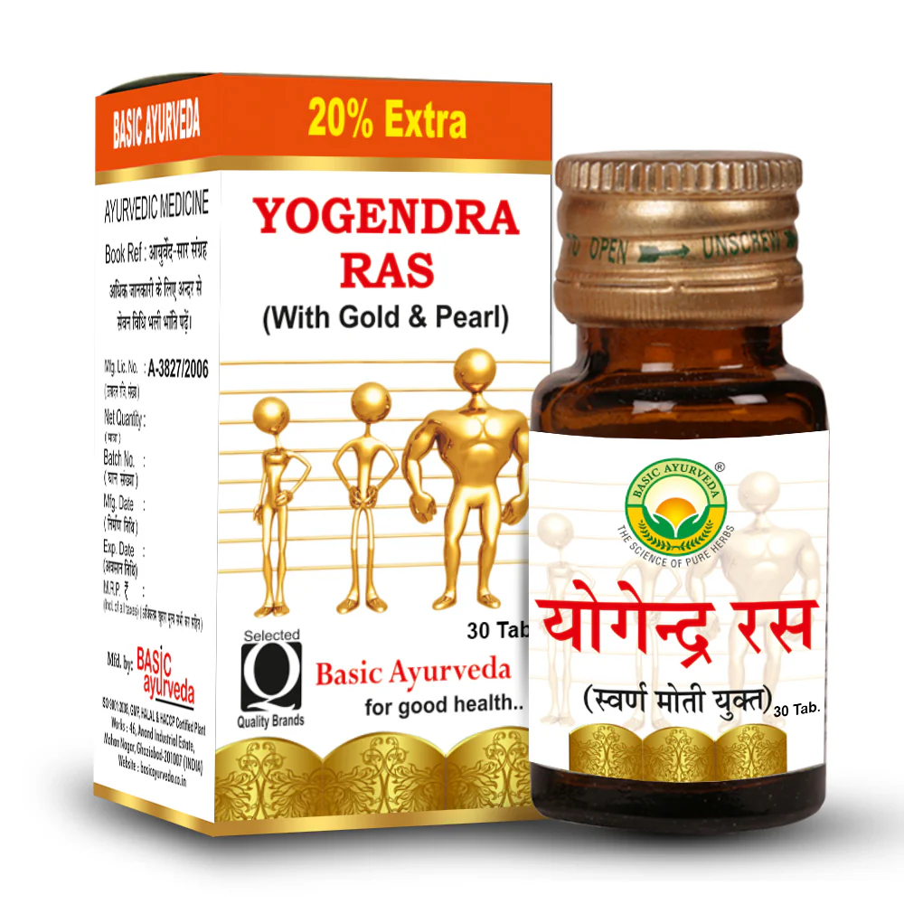 Picture of Basic Ayurveda Yogendra Ras (With Gold & Pearl) Tablets - 30 Tabs