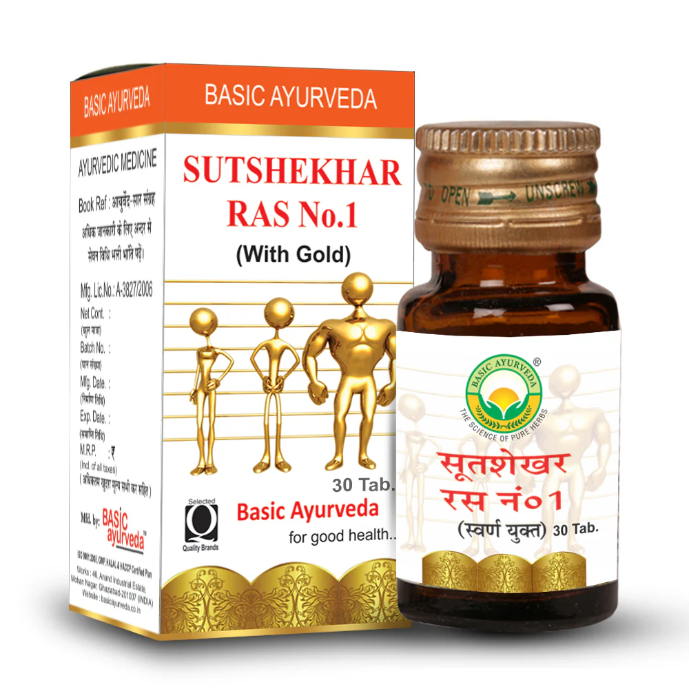 Picture of Basic Ayurveda Sutshekhar Ras No.1 (With Gold) Tablets - 30 Tabs